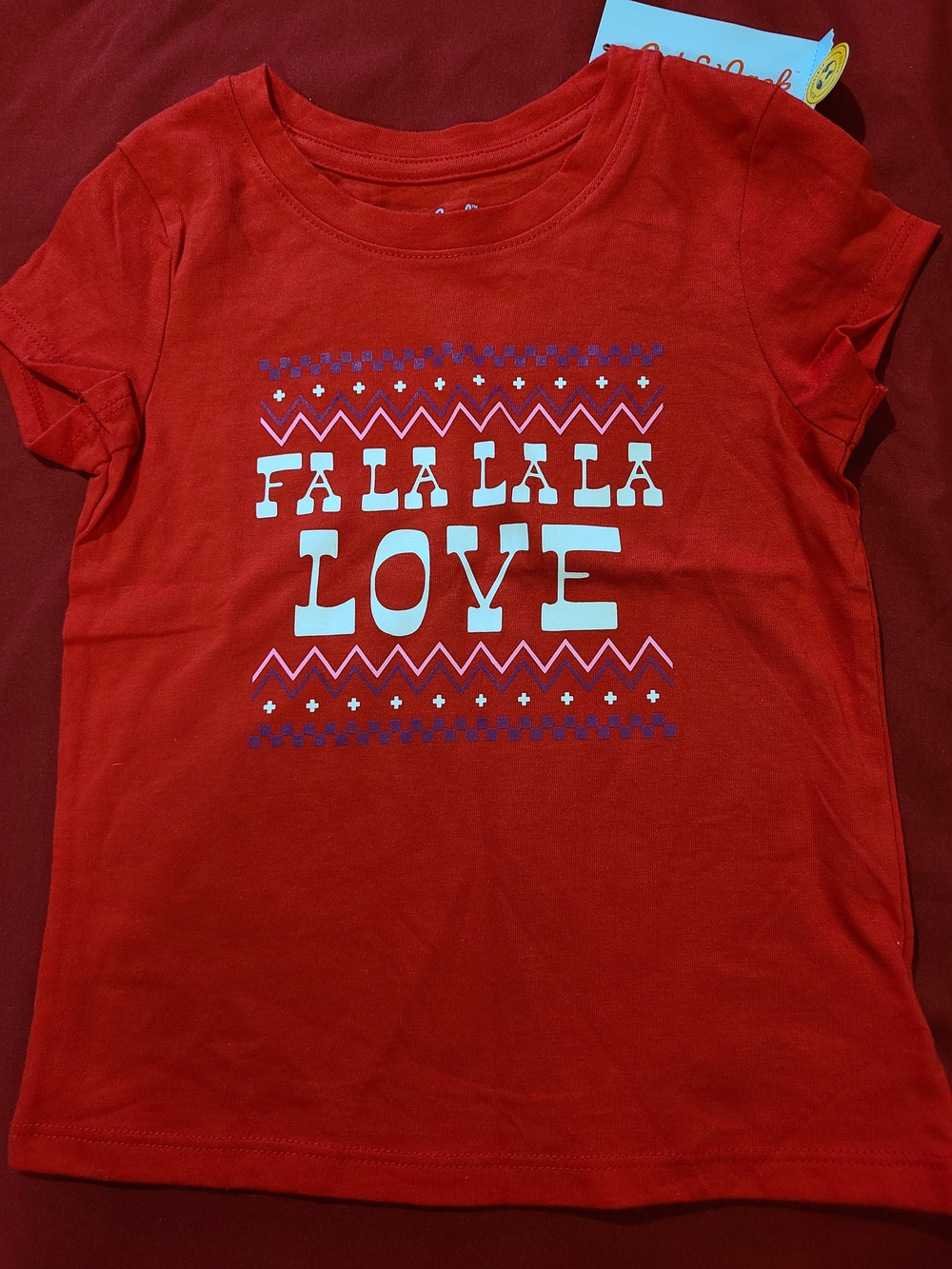 Cat & Jack Red 'Fa La La La LOVE' Short Sleeve Tee